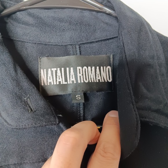 Natalia Romano Boyfriend Shirt Dress Women Sz S Black Faux Suede Grunge Office - Picture 2 of 7